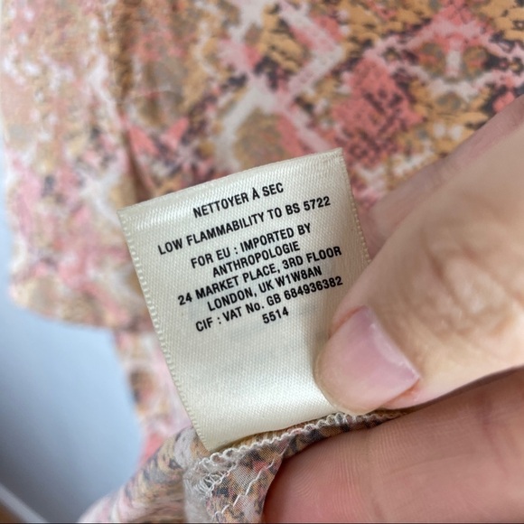 Anthropologie Fynn and Rose Tofino Snakeskin Print 100% Silk Short Sleeve Top XS - Picture 4 of 7